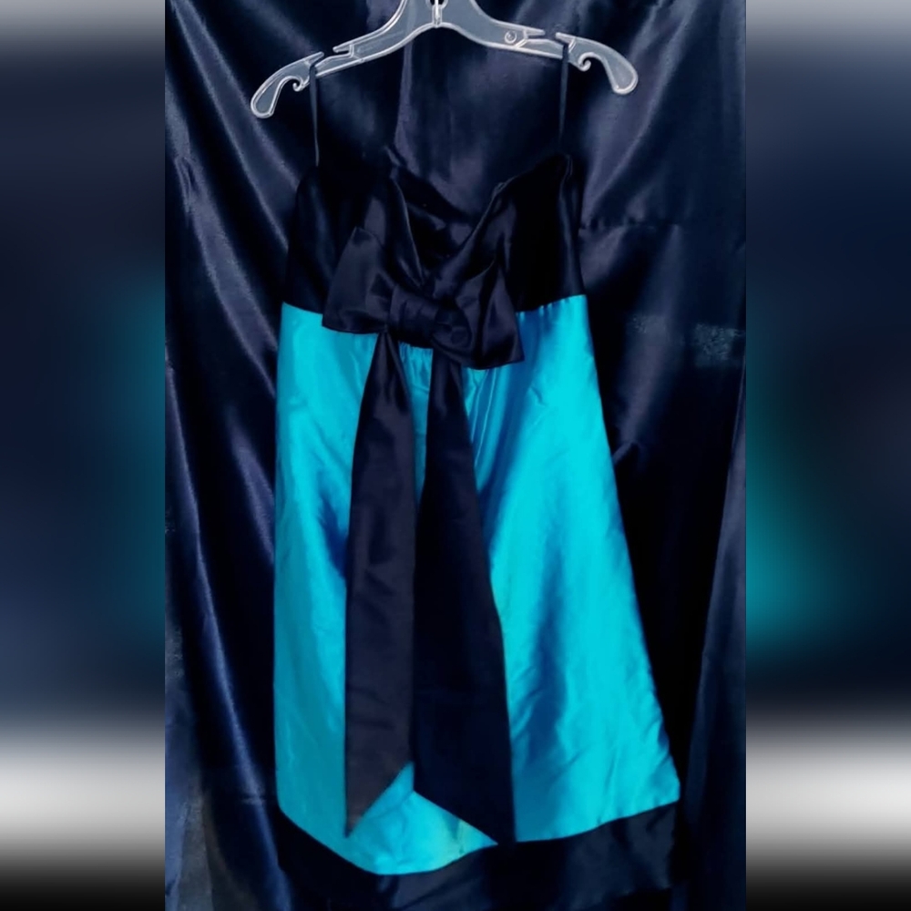 Jessica McClintock for Gunne Sax Women's Size 5 Dress Strapless Teal Black Prom